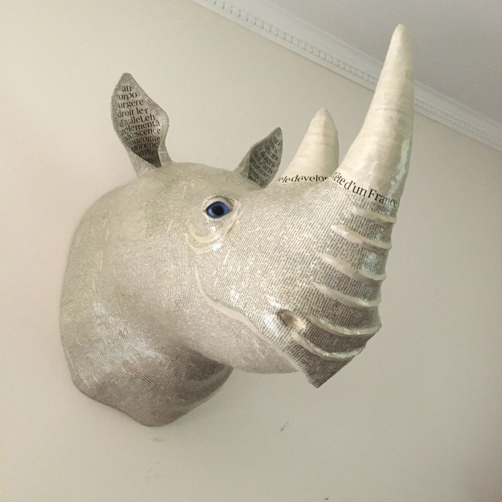 Créations 3D en papier avec rhinocéros, sculpture de rhinocéros