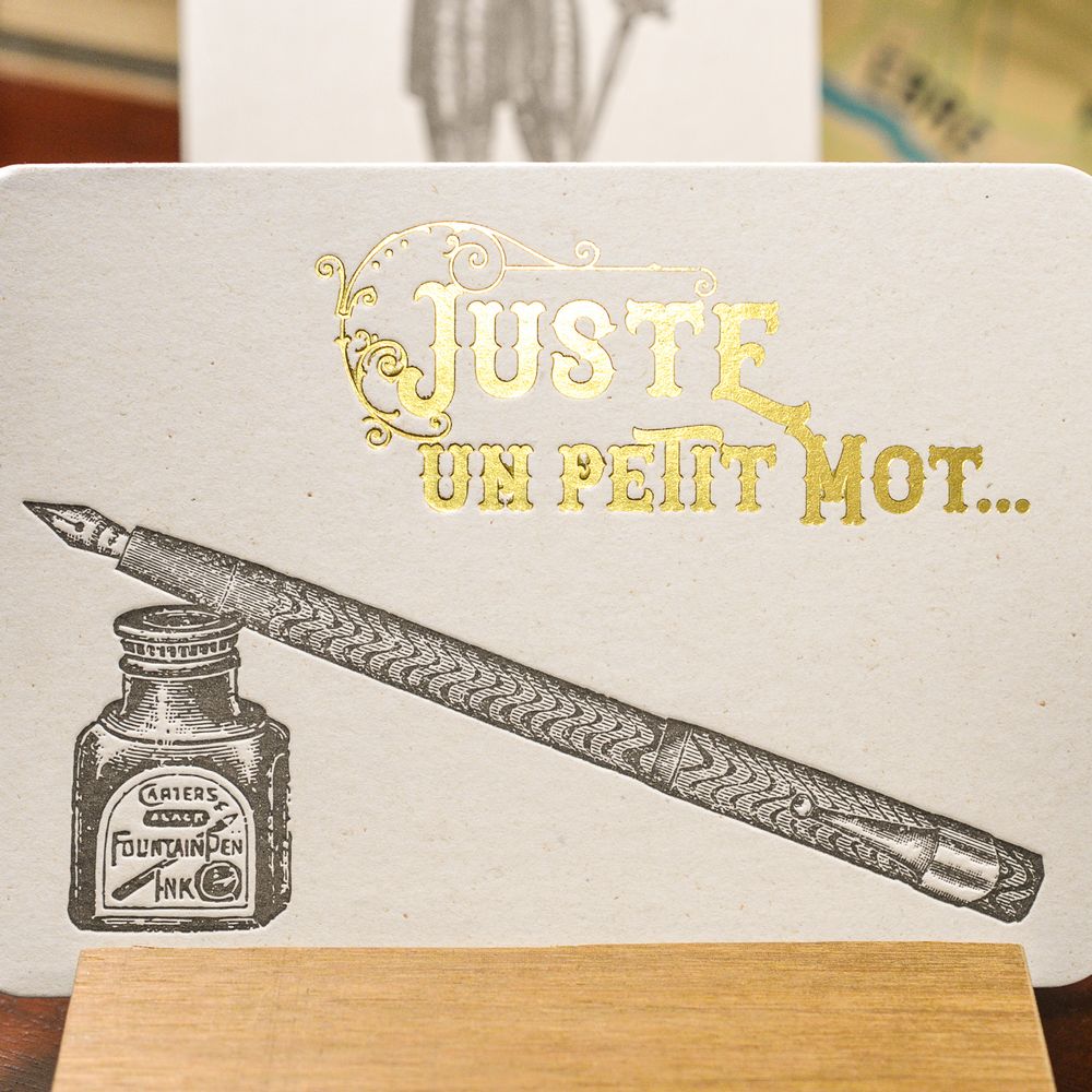 Carte Letterpress Stylo Juste un petit Mot (avec enveloppe)– L