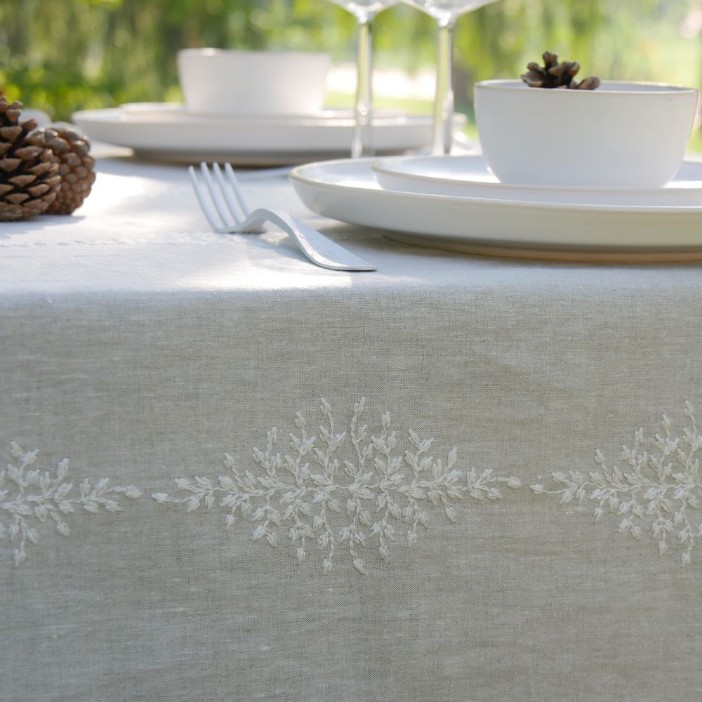 Linen Table Runner Mimosas - LINOROOM 100% LINEN TEXTILES