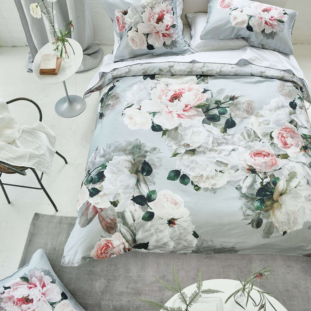 Peonia Grande Zinc Duvet Set Bed Linens Designers Guild Cotton Mom