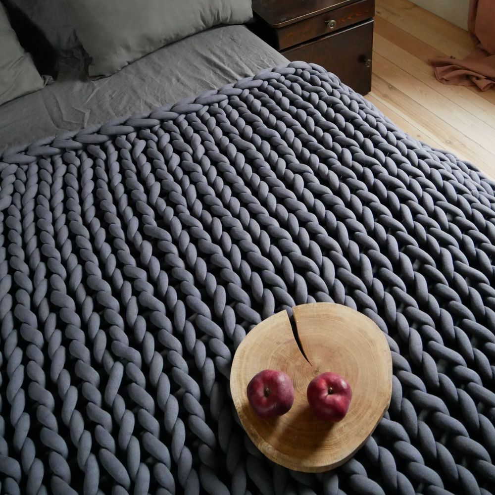 Chunky knit Blanket Big Cotton tube yarn Hotel bedding