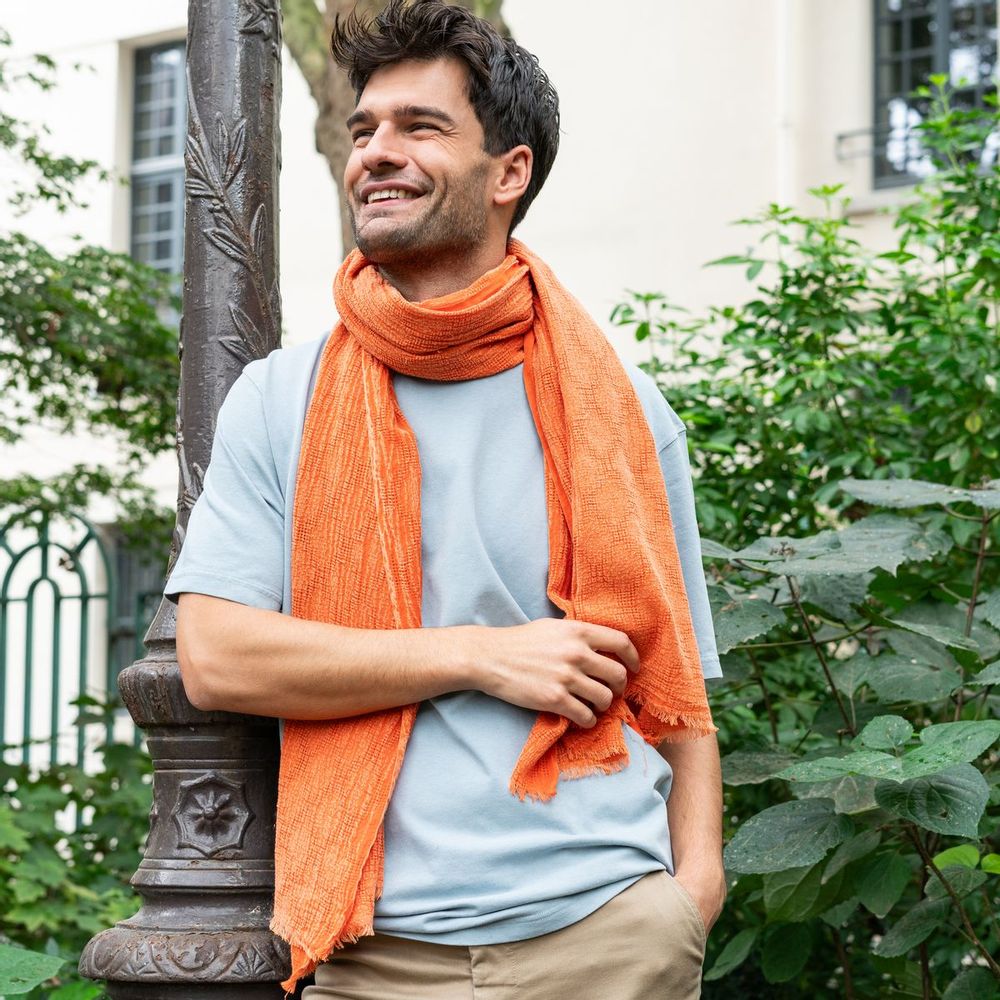 MOJAVE ORANGE ORGANIC COTTON MEN'S SCARF - Scarves - AV08 PARIS