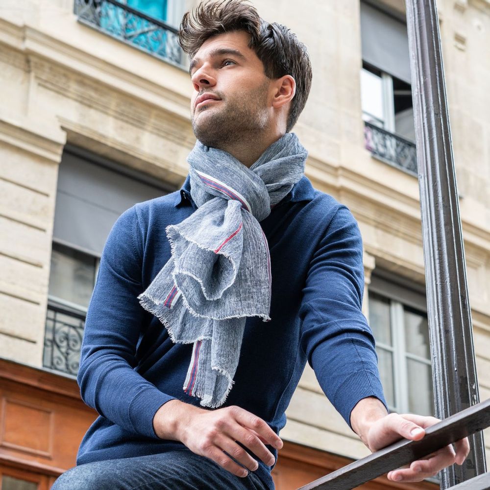 Chèche Jules Ã©echarpes Homme CHÈCHE HOMME CHAMBRAY MAYA BAY LIN