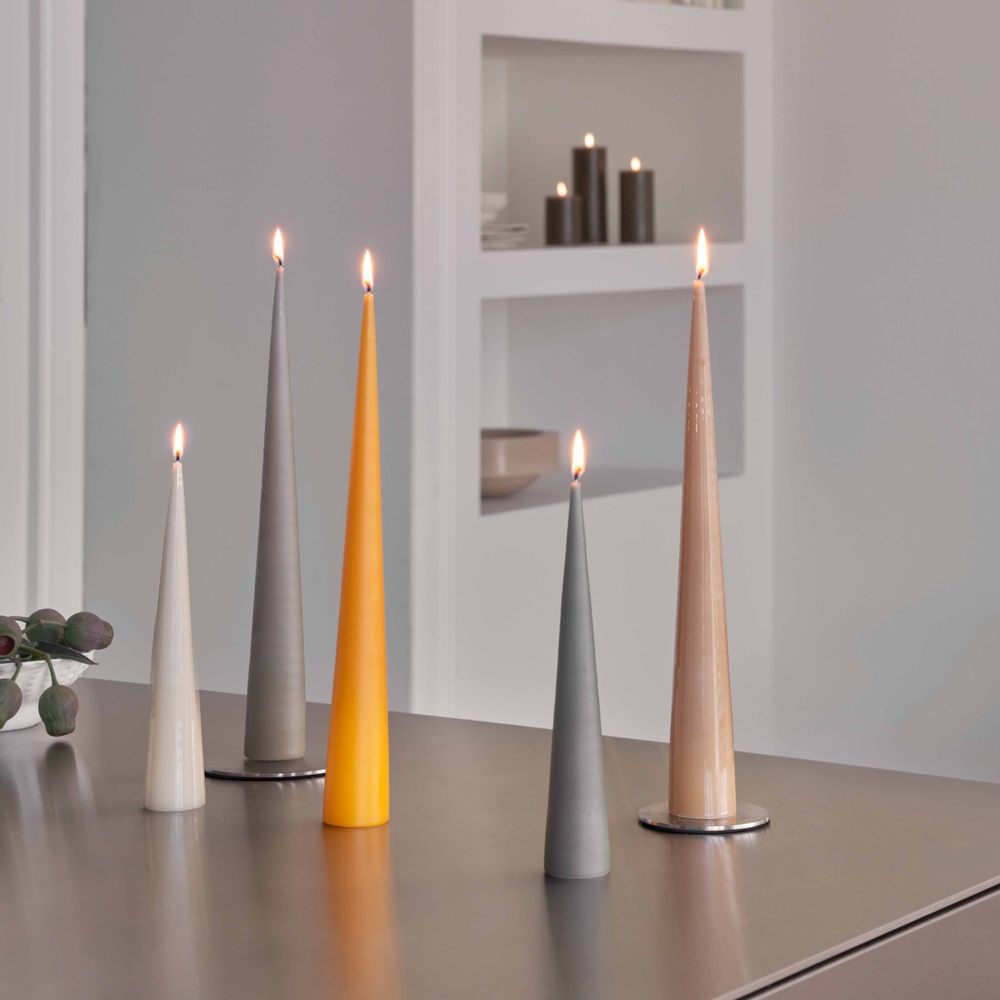 Lot De 2 Bougies Coniques Deux Tons - Rose/Gris Et Crème/Gris - Déco Tendance