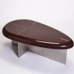 Table Basse ovale MASK S - bois laqué, pied acier inoxidable brossé