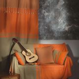 Plaids - Jeté rectangulaire 2 x 3 m orange et amande | T4 - FOUTA FUTEE