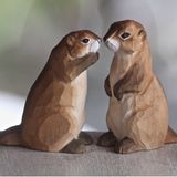 Sculptures, statuettes et miniatures - Couple de marmottes couchées - LES SCULPTEURS DU LAC
