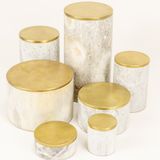 Food storage - Round stone and brass boxes - L INDOCHINEUR X RIVÊT