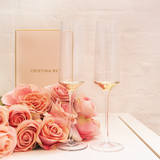 Art glass - Estelle Gold Crystal Champagne Flute Set of 2 - CRISTINA RE