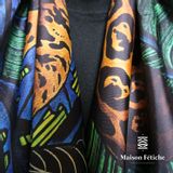 Foulards et écharpes - Foulard / carré - FAUVE 90 - imprimé 100 % twill de soie - 90 x 90 cm - roulotté à la française - MAISON FÉTICHE