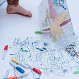 Cadeaux - set de table en silicone à colorier avec ses 5 feutres effaçables inclus - thème Wildlife -Jungle - SUPERPETIT