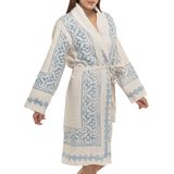 Bath towels - HANDWOVEN HANDPRINTED BATHROBE WITH TERRY HOMEWEAR COTTON LINEN - LALAY