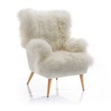 Chairs - chair; Tibett Lamb/cow leather; ecru; - KATRIN LEUZE -COLLECTION-