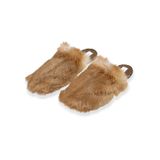 Chaussures - pantoufles ; fourrure de lapin ; nature ; caramel - KATRIN LEUZE -COLLECTION-