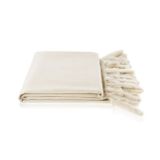 Throw blankets - blanket; 100% cashmere; mink fringes; ecru/ecru; 130x180 cm - KATRIN LEUZE -COLLECTION-