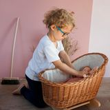 Toys - 700056 - WICKER CRADDLE WITH KNITTED BLANKET - EGMONT TOYS