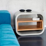 Night tables - OPUS PATEO/SECRETO Concrete and Solid Wood Bedside Table/Small Sideboard with shelf/drawer/door - CO33 EXKLUSIVE BETONMÖBEL