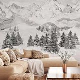 Papiers peints - Papier peint montagne noir et blanc Les Cimes - LA MAISON MURAEM