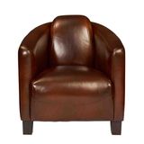 Assises pour bureau - Fauteuil Club BARQUETTE, cigare en cuir vintage - DE BEJARRY INTERNATIONAL