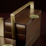 Caskets and boxes - Small Rectangular Picnic Basket, brown and gold - MYGLASSSTUDIO