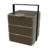 Caskets and boxes - Small Square Picnic Basket, black and gold - MYGLASSSTUDIO