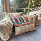 Fabric cushions - VINTAGE TURKISH KILIM CHAPUT CUSHION COVER COTTON UNIQUE HANDMADE - LALAY