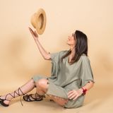 Apparel - White cotton poncho with multicolored pompons - MIA ZIA