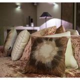 Fabric cushions - Decorative cushion "Sole" with hand-felted design in merino wool and silk on linen fabric. - ELENA KIHLMAN