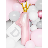 Objets de décoration - Nombre de ballons en aluminium « 1", 30x90cm, rose clair, Ballon en Mylar Chiffre ''1'', 37x100cm, bleu - PARTYDECO
