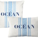 Coussins textile - Rayure Océan Bleu - AUTREFOIS DÉCORATION