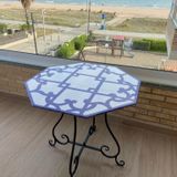 Tables de jardin - Table octogonale en grès peint à la main 80x80 cm "Marianna » - CERASELLA CERAMICHE