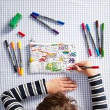 Children's arts and crafts - colour-in cars, trucks and tractor pencil case - EATSLEEPDOODLE