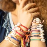 Bijoux - Bracelet en denim avec coquillages - MON ANGE LOUISE