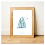 Poster - Poster 30x40 - Beach hut in Dinard - BLEU COQUILLE