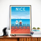 Poster - VINTAGE TRAVEL POSTER NICE FRANCE | CITY ILLUSTRATION NICE FRENCH RIVIERA PRINT - OLAHOOP TRAVEL POSTERS