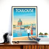 Poster - TOULOUSE FRANCE VINTAGE TRAVEL POSTER | TOULOUSE FRANCE - QUAI DE LA DAURADE POSTER CITY ILLUSTRATION - OLAHOOP TRAVEL POSTERS