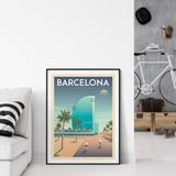 Poster - VINTAGE TRAVEL POSTER BARCELONA SPAIN | BARCELONA SPAIN CITY ILLUSTRATION PRINT - OLAHOOP TRAVEL POSTERS