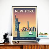 Poster - POSTER TRAVEL VINTAGE NEW YORK | POSTER ILLUSTRATION CITY NEW YORK USA - OLAHOOP TRAVEL POSTERS