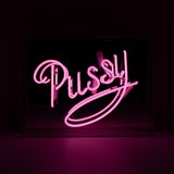 Decorative objects - 'PUSSY' GLASS NEON SIGN - PINK - LOCOMOCEAN