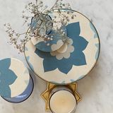 Design objects - Tiled Round Platter Blue Floral Pattern - ASMA'S CRAFTS