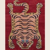 Tapis classiques - Tapis tigre tibétain noué à la main - Tapis Jumping Tiger - OATS & RICE