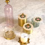 Gifts - Small Tiled Floral Brass Box With A Pomegranate Handle - ASMA'S CRAFTS