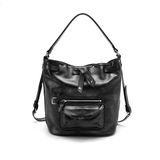 Sacs et cabas - Sac seau en cuir porté épaule ou bandoulière NEYLA en cuir noir argent - KATE LEE