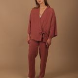 Homewear textile - Ensemble kimono en chanvre pur - COULEUR CHANVRE