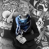 Objets de décoration - Foulard / carré - imprimé 100 % twill de soie - LE TIGRE 130 - 130 x 130 cm - roulotté à la française - Maison Fétiche - MAISON FÉTICHE
