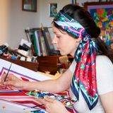 Scarves - Large silk square 90 x 90 cm - Pompon - GOTS French silk - OURSE BLANCHE