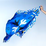 Foulards et écharpes - Grand carré en soie 90 x 90 cm - Bleu de Nuit - Soie française GOTS - OURSE BLANCHE