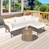Lawn sofas - Corner garden furniture 4 pers. in woven resin - AOSOM BUSINESS