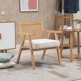 Lounge chairs for hospitalities & contracts - Cannage lounge chair with beige cushion - AOSOM BUSINESS