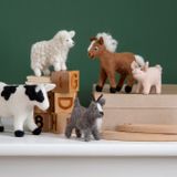 Objets déco enfant - Animaux en feutre — ensemble de 5 animaux dans un sac en coton - GRY & SIF